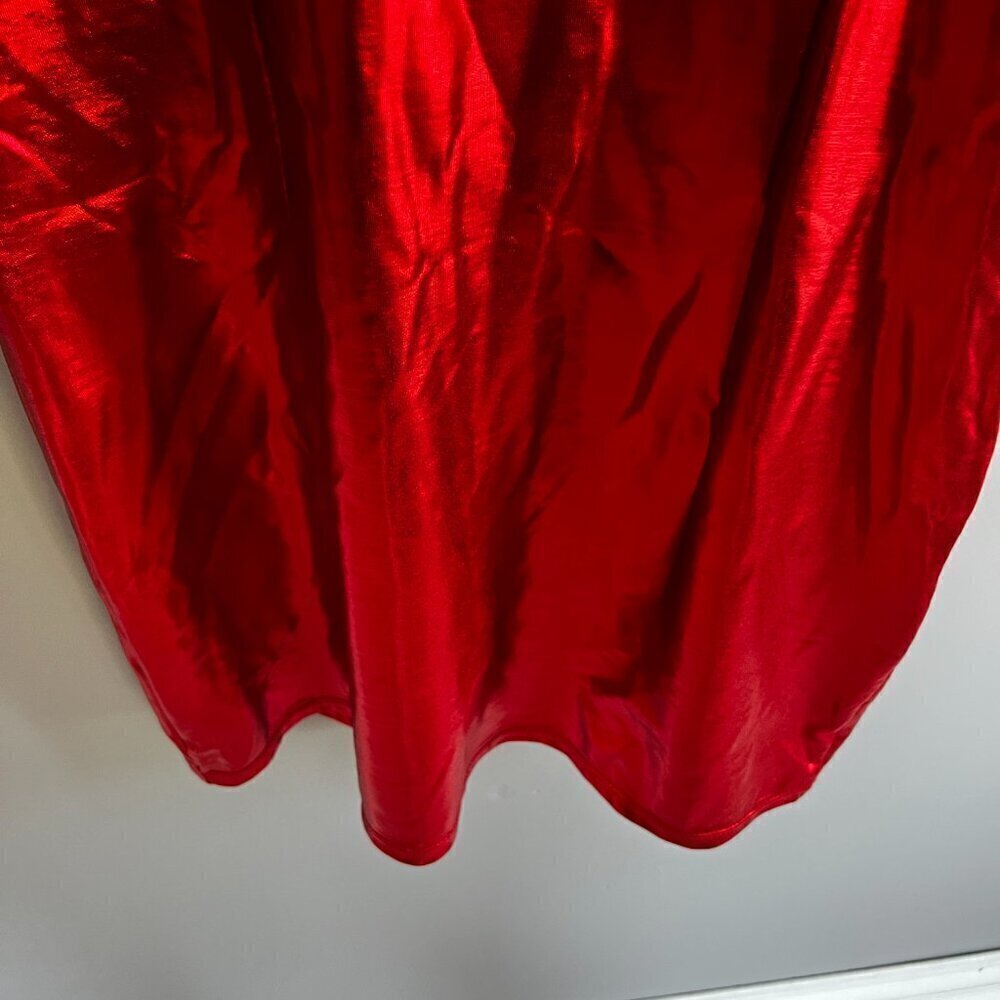 Metallic Red Dress Mini Lingerie Body Con Valentines Sexy Love Dancer Rouge - Picture 6 of 10